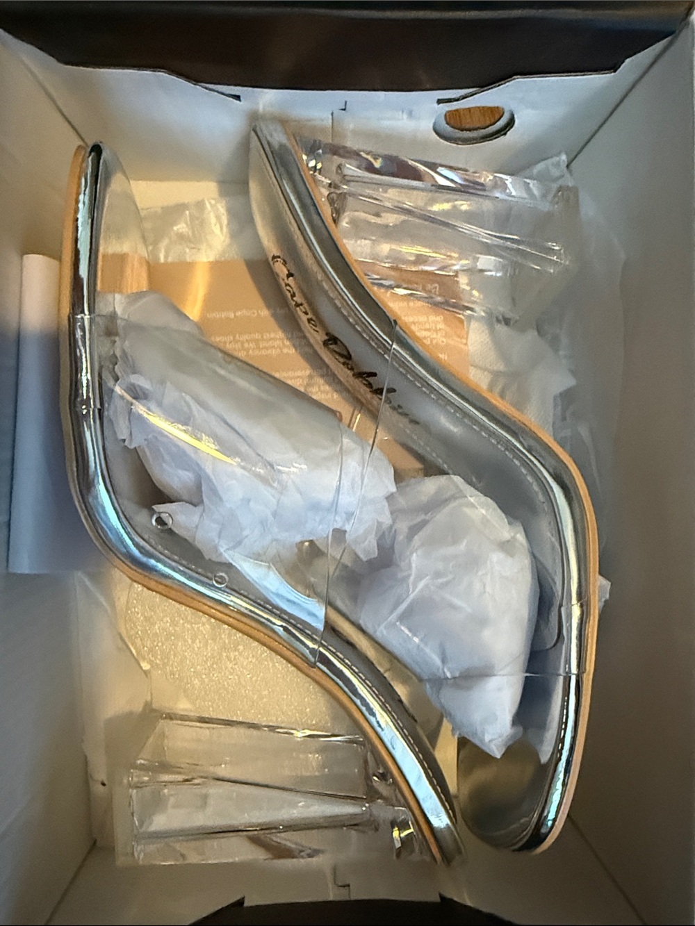 Cape Robbin Clear PVC Block Heel Slide Sandals with Silver Footbed - Picture 5 of 6